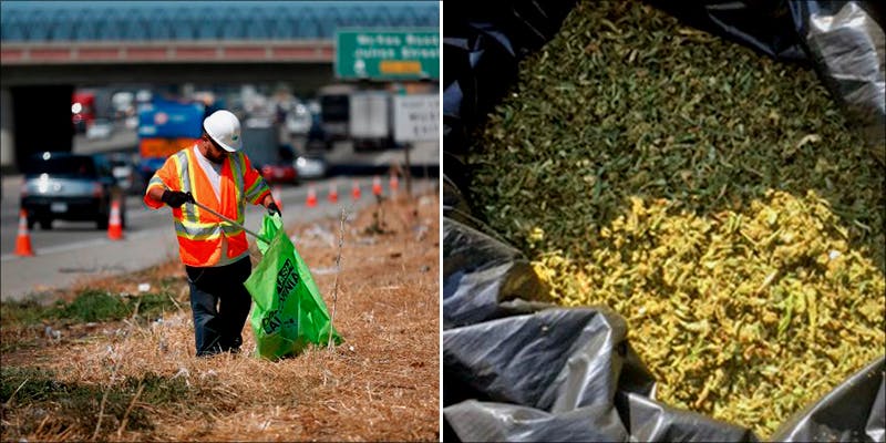 Freeway Litter Cleanup Crew Find 15 Pounds Of Dumped Weed
