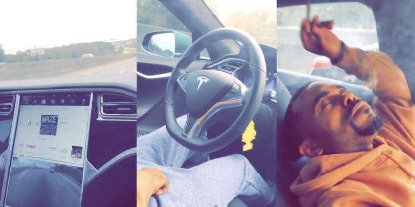 Guy Puts Tesla On Autopilot, Leans Back, Closes His Eyes And Lights A Fat Blunt