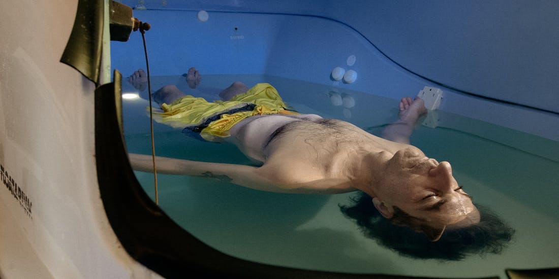 TRANQUILITYFLOAT-January 28, 2003-Serge Therrien, relaxes in a sensory deprivation tank