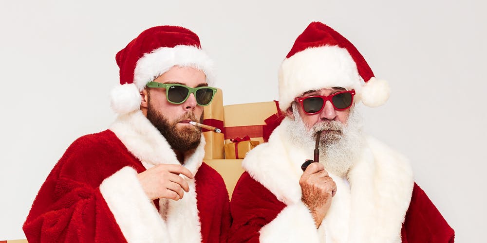 Santa and man smoking cannabis