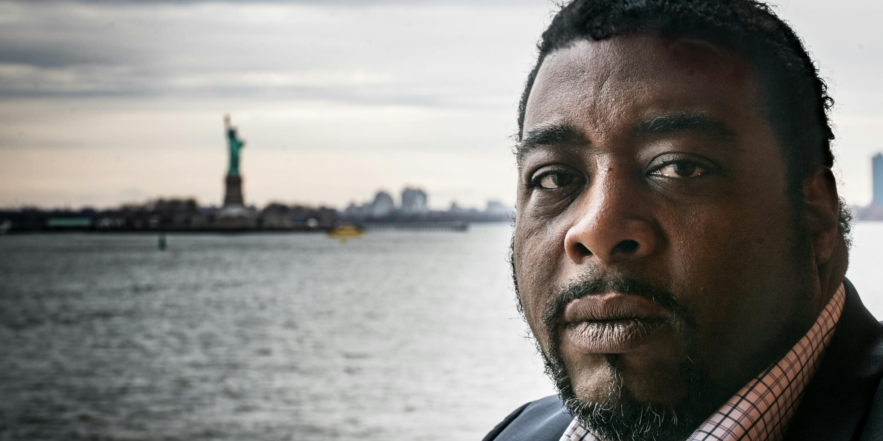 Leo Bridgewater sits on the Staten Island Ferry in Newyork as he travels to meed the Cannabis Cultural Association about the upcoming lawsuit with Jeff Sessions