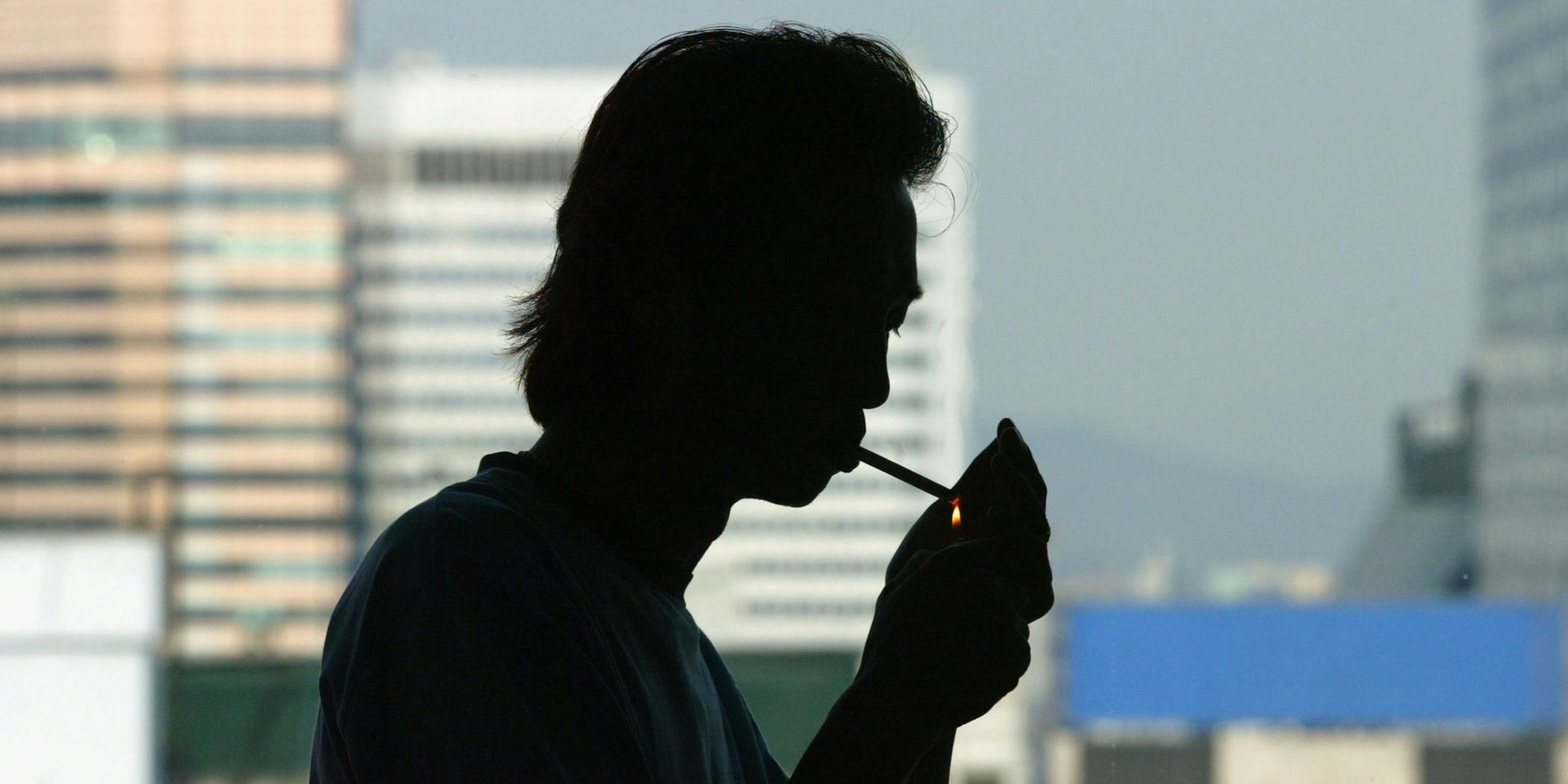South Korean Man lights up a marijuana joint