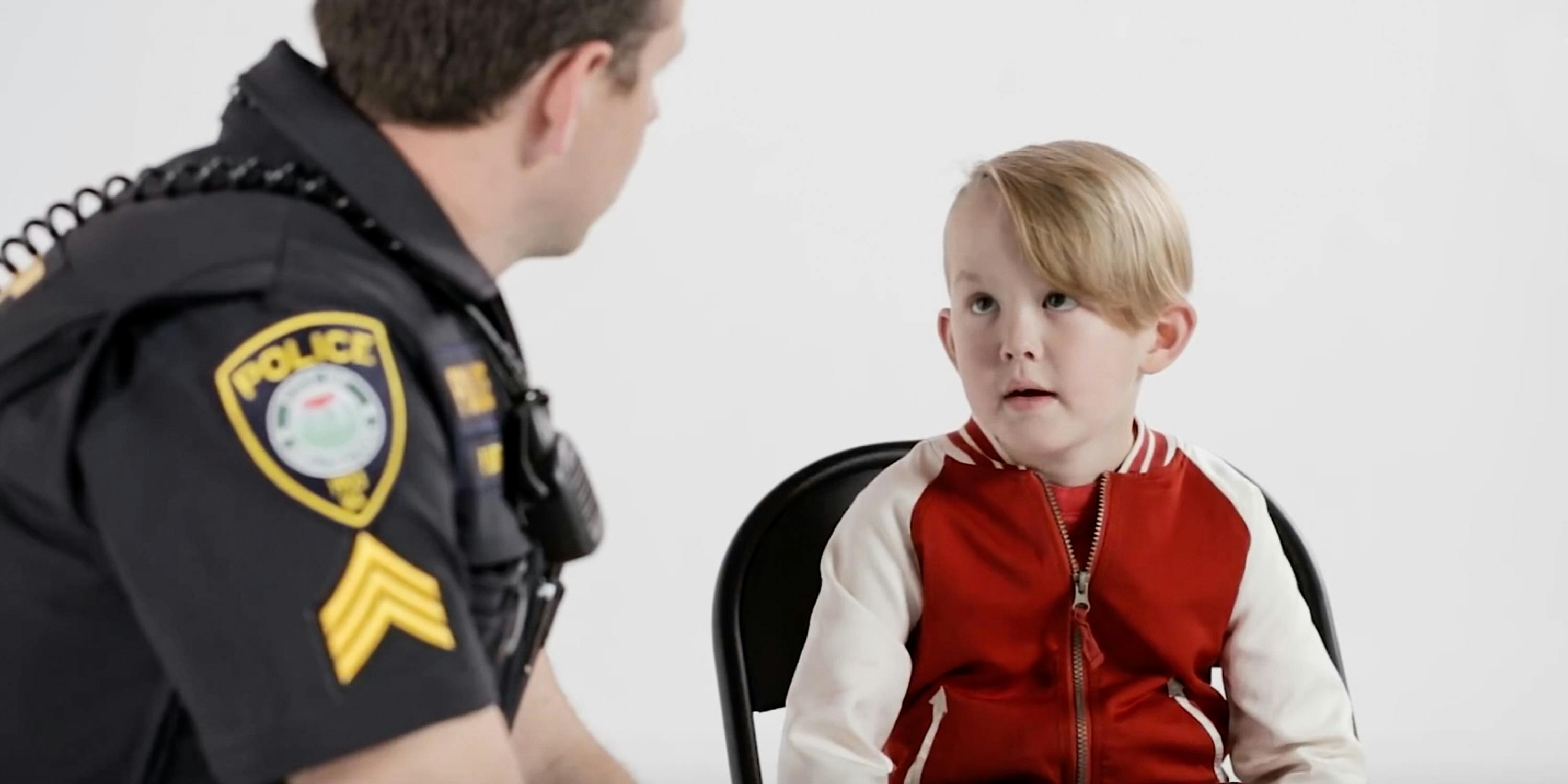 police talking to a little boy
