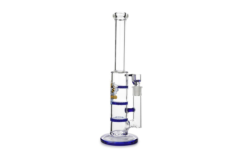 Glass Triple Disc Perc Bong Blue HoneyComb