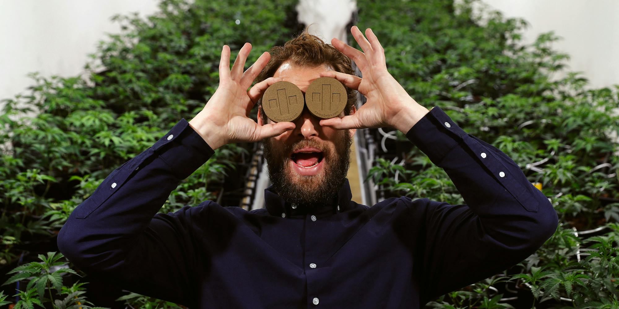 Boris Blatnik, chief strategy officer of KannaSwiss GmbH, poses for a photograph with legal hash bricks inside the greenhouse facility at KannaSwiss GmbH in Koelliken, Switzerland, on Thursday, Oct. 19, 2017. (Photo by Stefan Wermuth/Bloomberg via Getty Images)