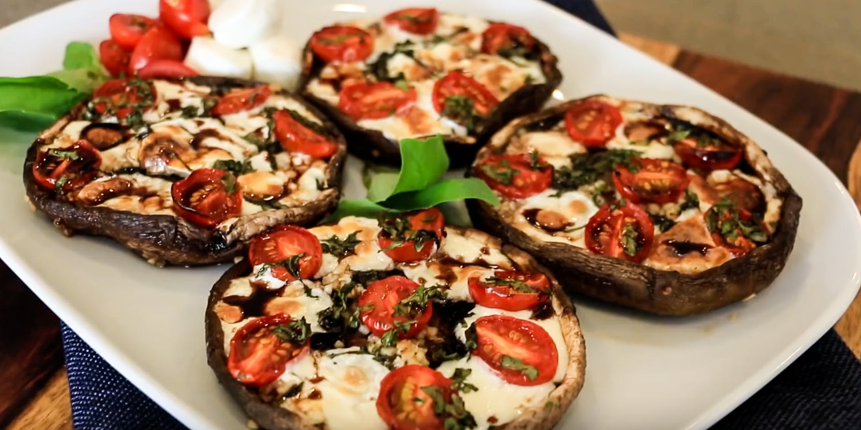 Cannabis Infused Portobello Caprese Mozzarella Mushroom Caps | HERB Recipe