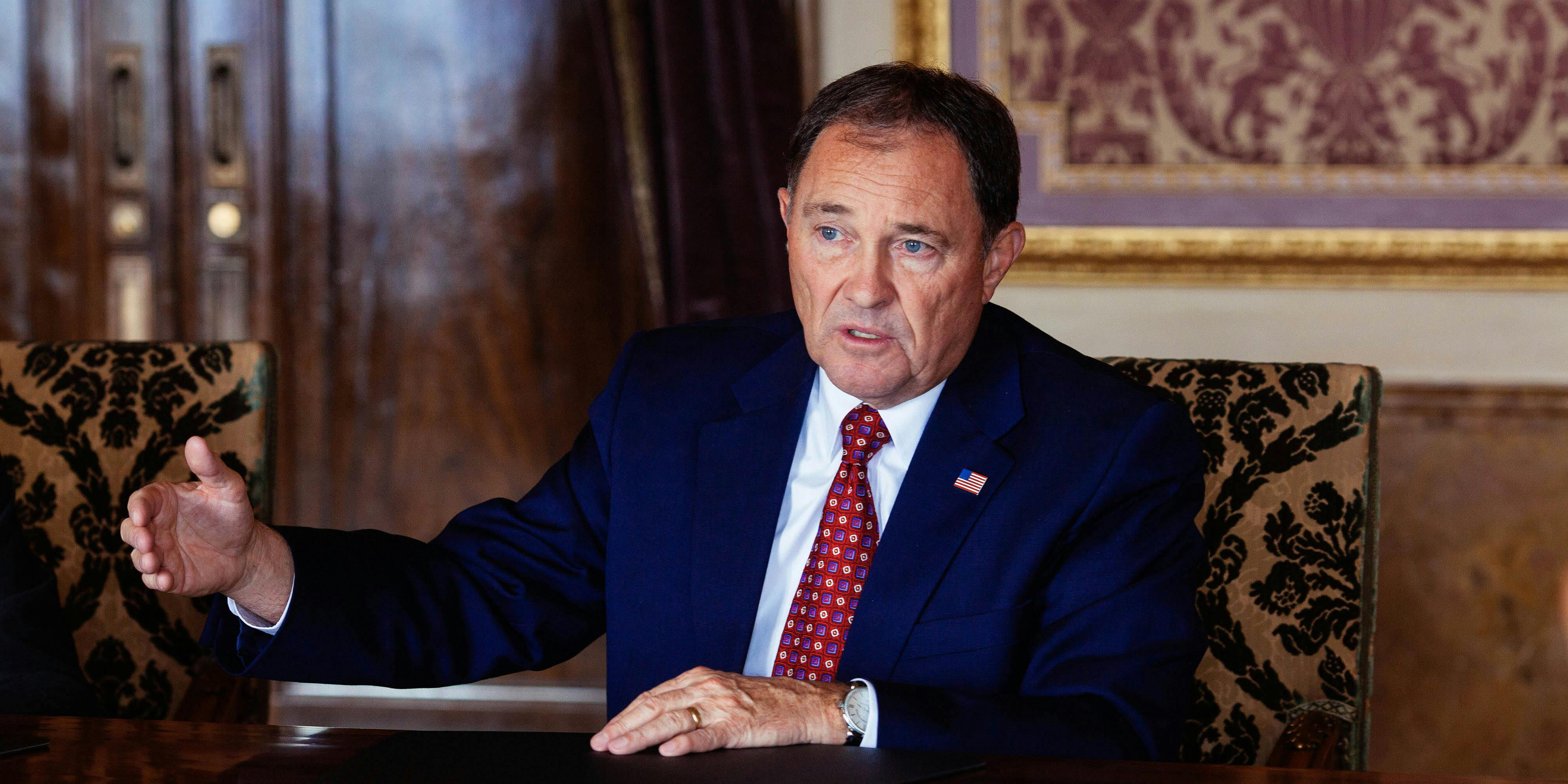 Gary Herbert, governor of Utah, speaks during an interview in the Gold Room of the State Capitol building in Salt Lake City, Utah, U.S., on Tuesday, Oct. 27, 2015. (Photo by Cayve Clifford/Bloomberg via Getty Images)