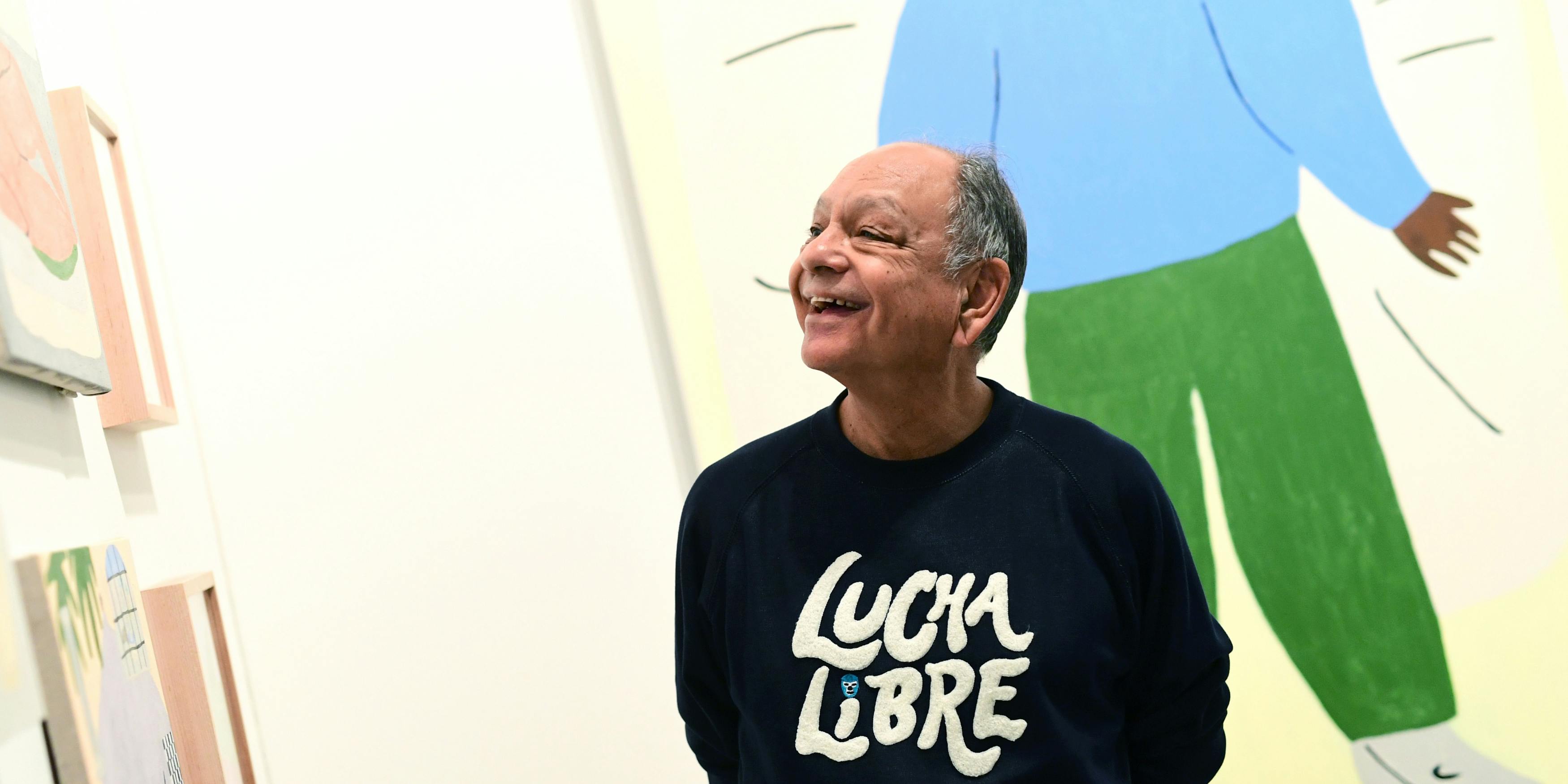 Cheech Marin enjoys art at Barkar Hangar on January 25, 2018 in Santa Monica, California.