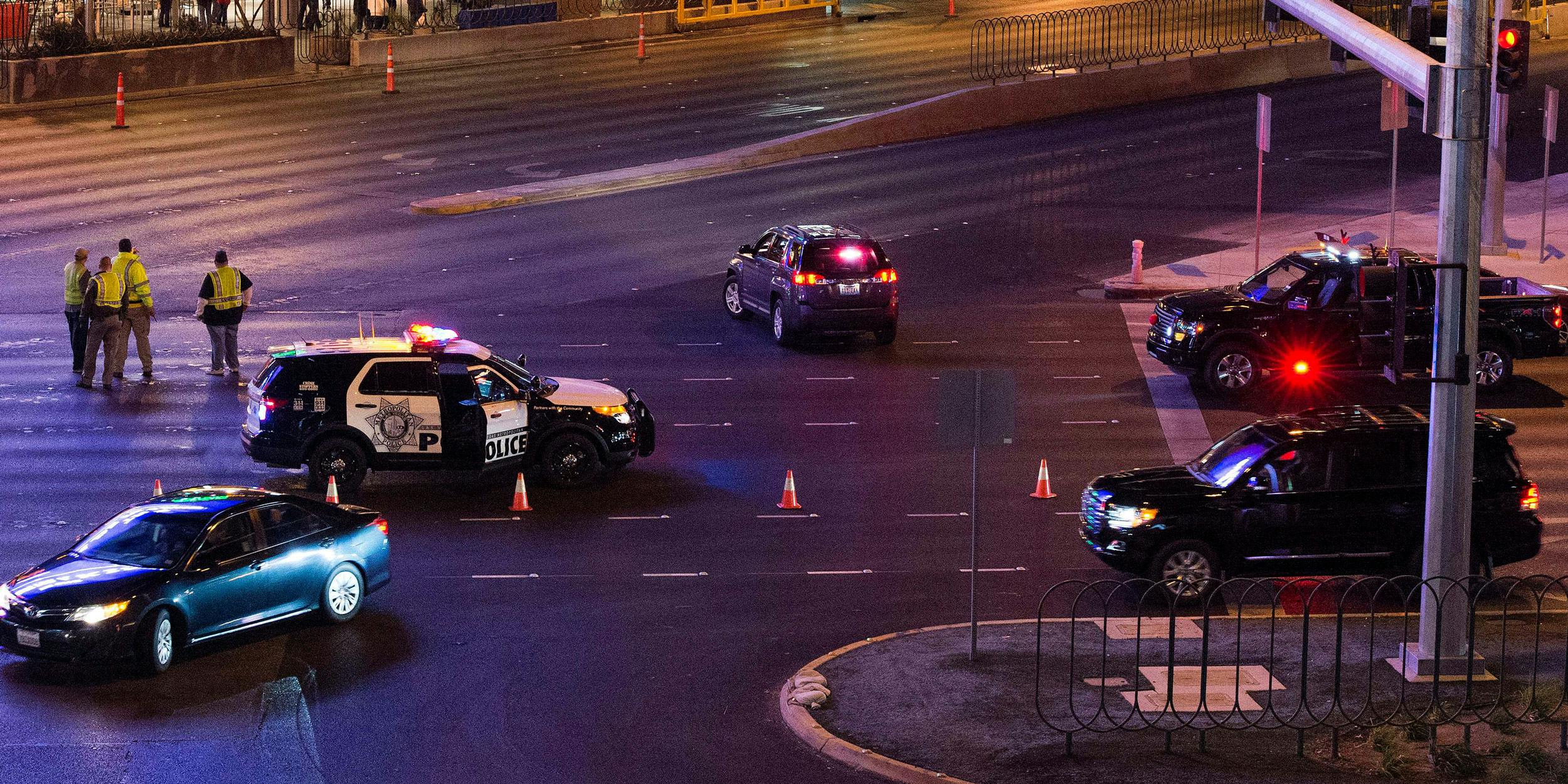 Las Vegas Police and local authorities look over the strip. A dispensary robbery took place last week in Vegas.
