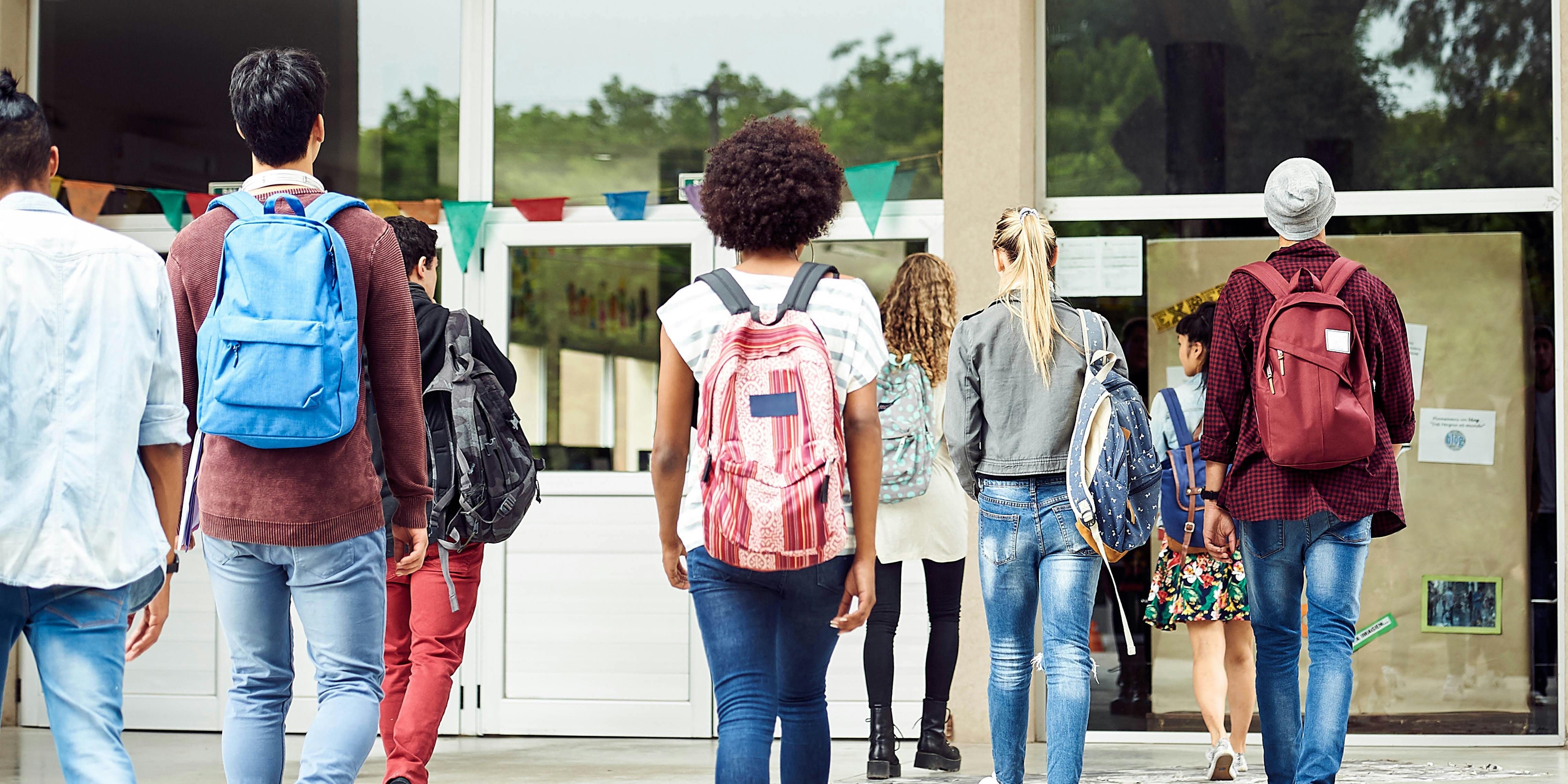 Florida Schools' Differing Policies on Medical Marijuana Leave Parents in Limbo. Here , children are seen entering a school