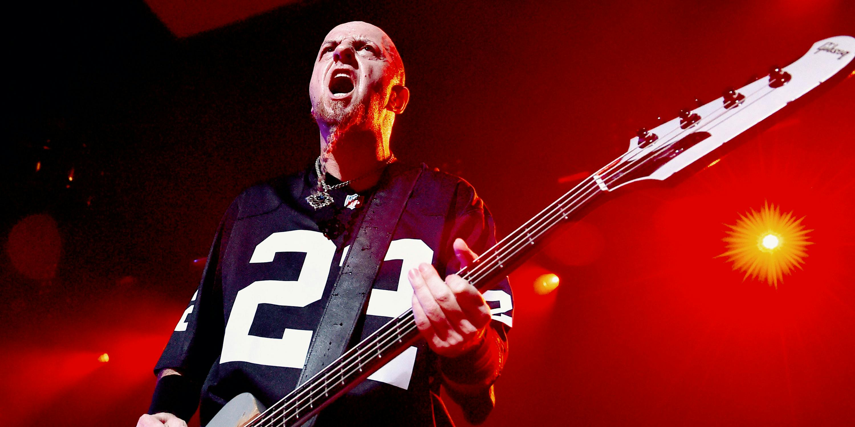 System of a Down Bassist Gets Into Weed With 22Red. Here, he is shown performing at The Forum on April 6, 2015 in Inglewood, California.